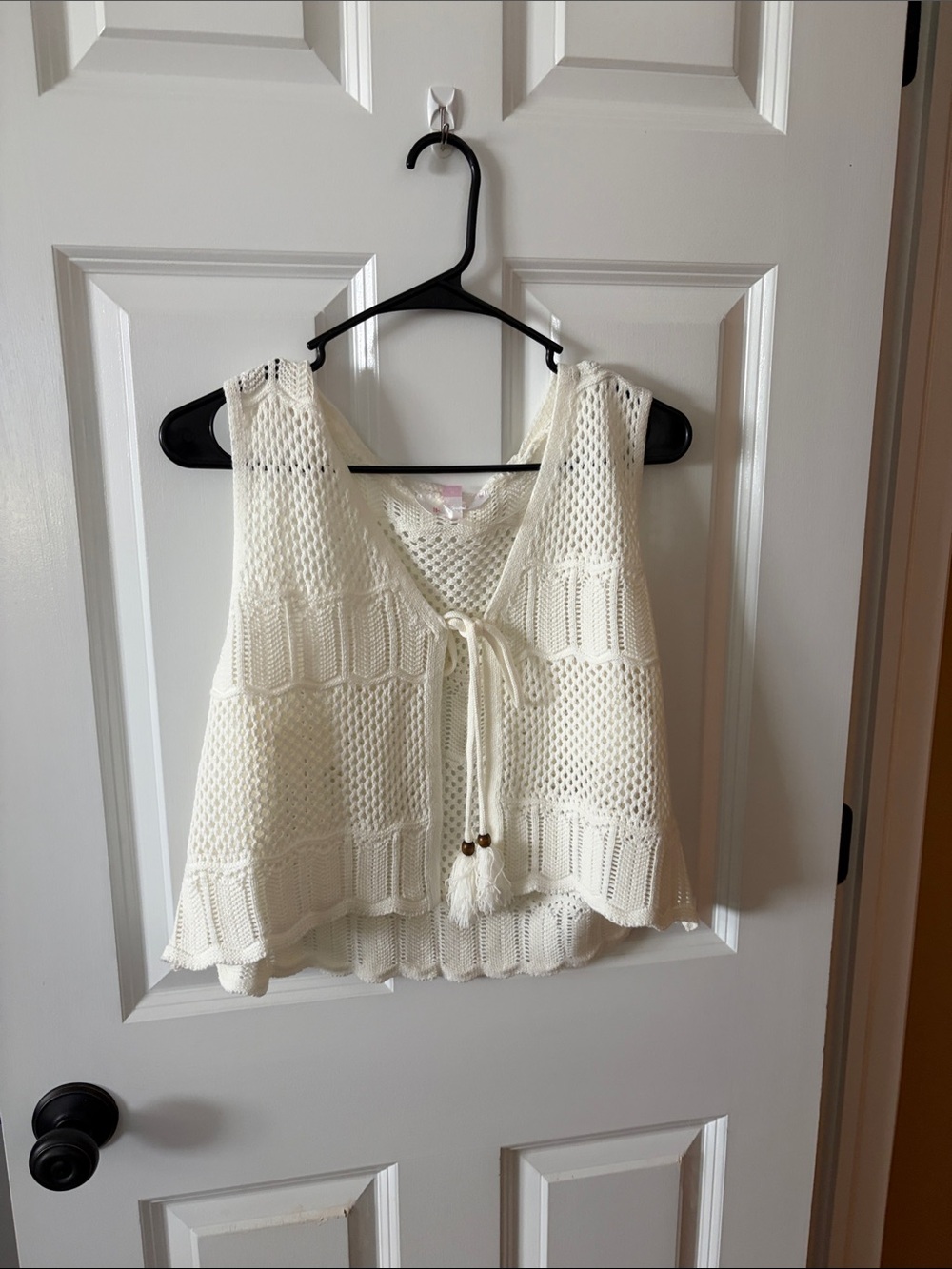No Boundaries Cream Crochet Tie-Front Camisole